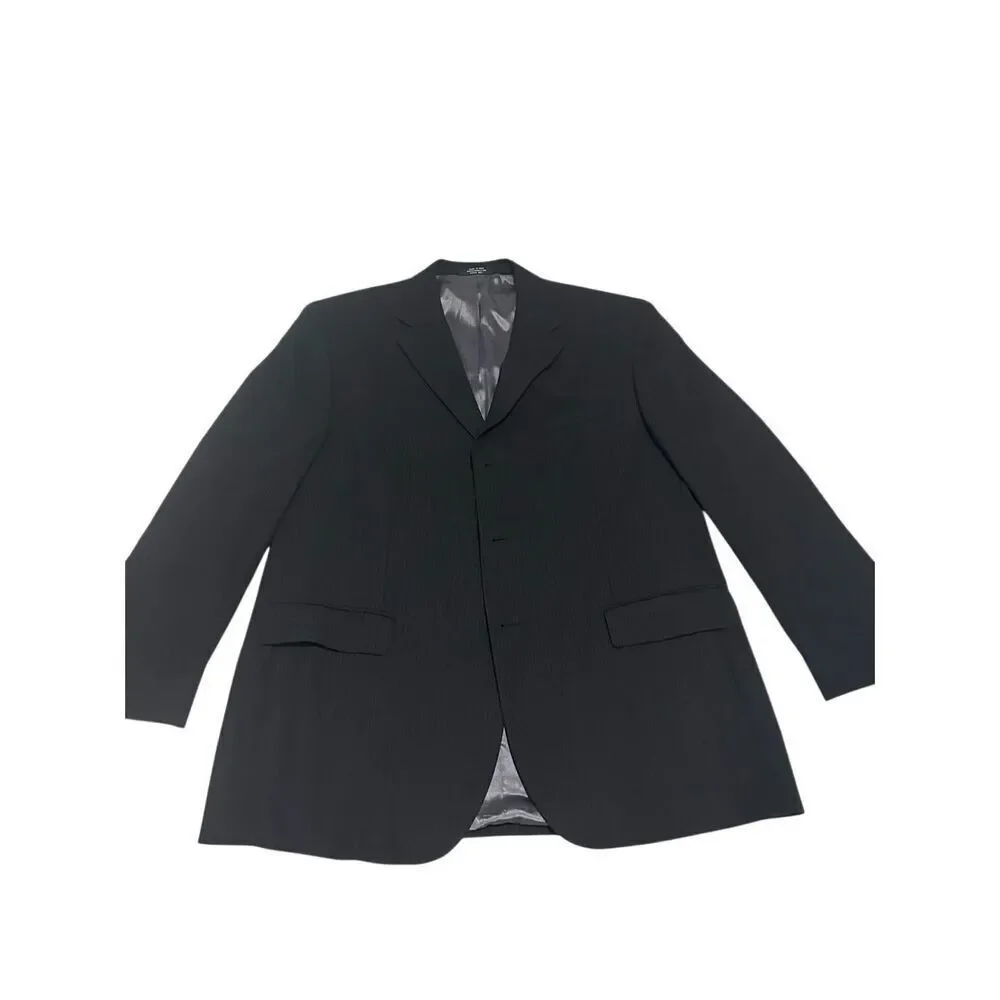 CEZANI Men's 46R 100% Wool Black Pinstripe 3-Button Suit Jacket Sport Coat Blaze